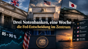 Mehr über den Artikel erfahren Drei Notenbanken, eine Woche — die Fed-Entscheidung im Zentrum